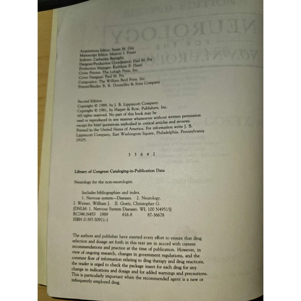J. B. Lippincott Neurology for the Non-Neurologist 2nd Ed Textbook Weiner
